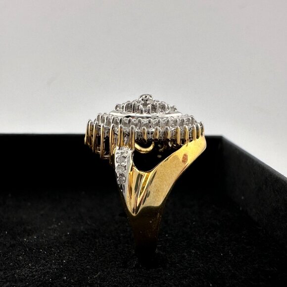 Marquise Cut 1/2 Carat Diamond Ring - Gold Overlaying Sterling Silver Size 8 - Picture 3 of 16